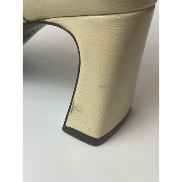 Zara Beige Patent Leather Square Toe Side Goring Heeled Ankle Boots Size 6‎ - Picture 10 of 12